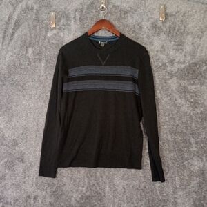 Smartwool Mens Sparwood Stripe Crew Sweater Black Outdoor Winter  Sz M